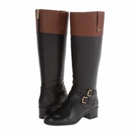 Bandolino Shoes - Bandolino Knee High Black Brown Riding Boots 6.5